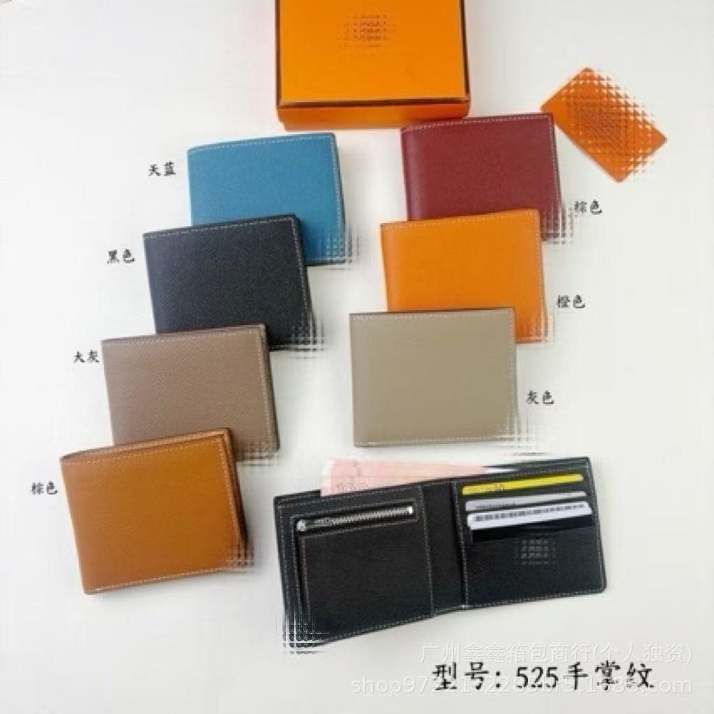 New Wallet First Layer Cowhide Palm Print Short Foreign Trade Wholesale Lightweight Compact Practical Two-fold Card Card Men's Wallet