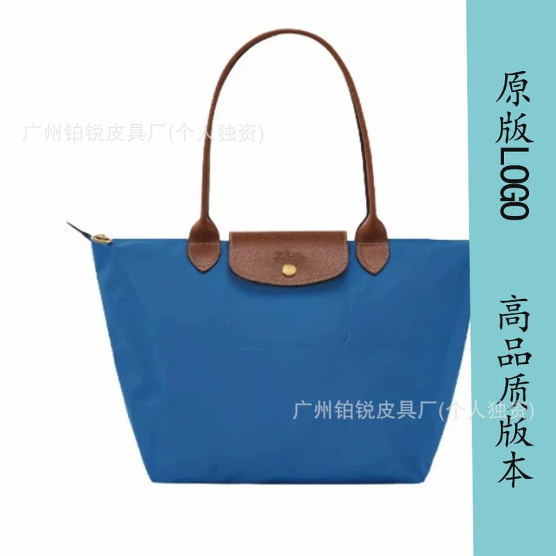 High Edition Dragon Inlay 70th Anniversary Nylon Genuine Leather Handbag Embroidered Large Capacity Tote Waterproof Foldable Shoulder Bag for Women
