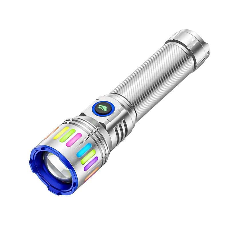 Outdoor Night Vision Zoom White Laser Flashlight Portable Aluminum Alloy Mini Flashlight Compatible with Burning Lens