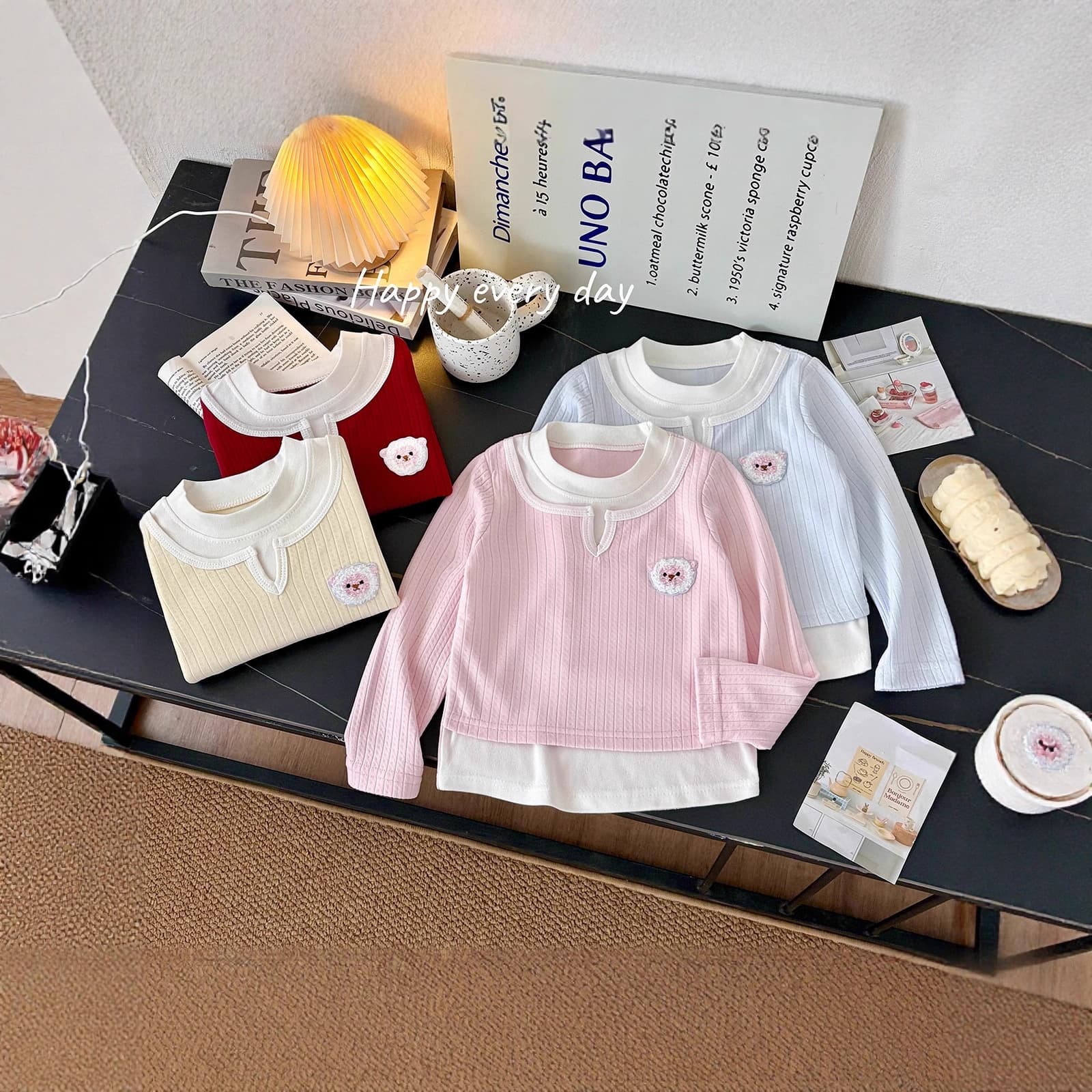 2025 New Autumn Long-Sleeve Fake Two-Piece Top for Girls, Spring and Fall Casual Base Layer for Older and Younger Girls