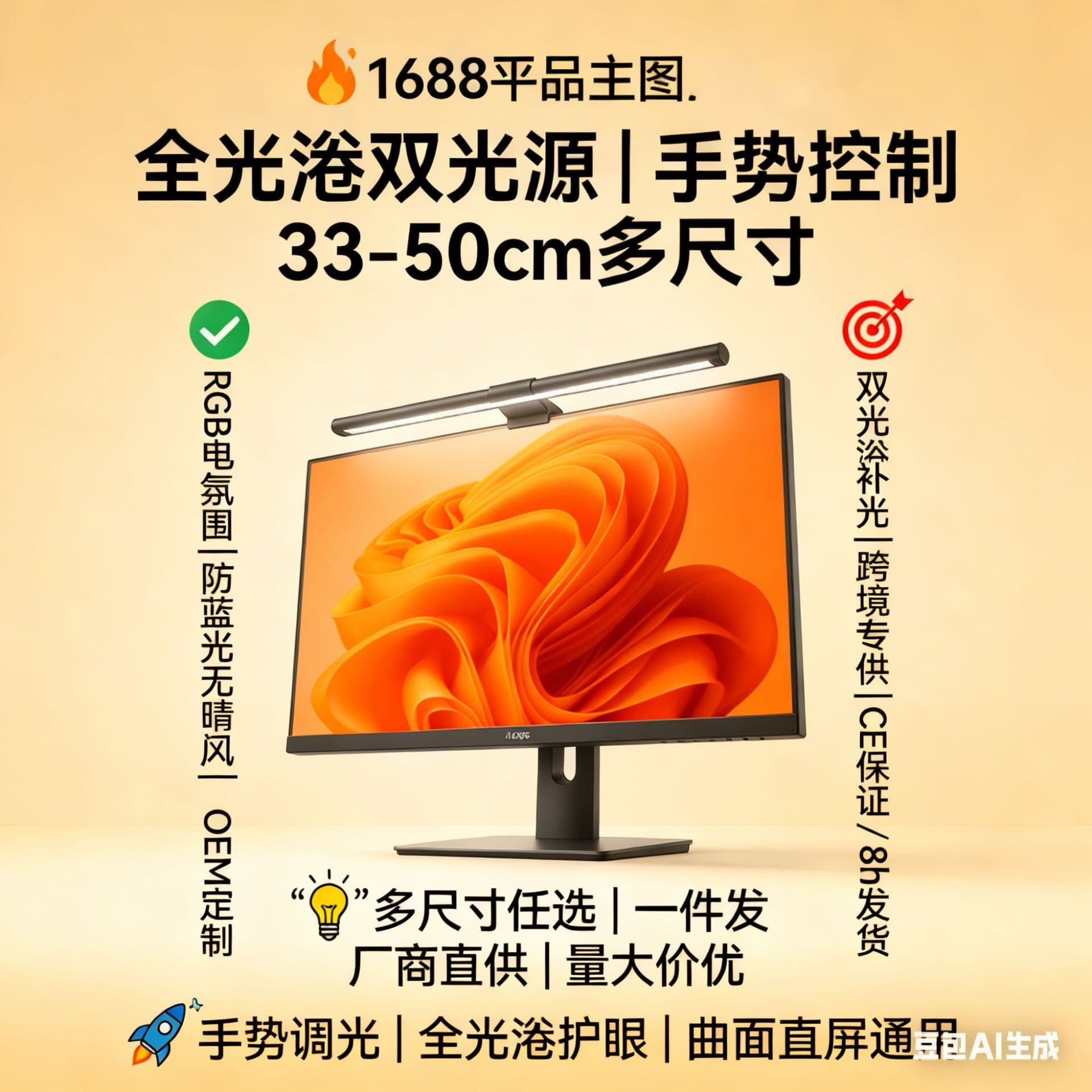 Screen hanging lamp, special eye protection lamp for computer monitors, anti-blue light, anti-glare, soft light, non-dazzling, eye-protecting and good-looking