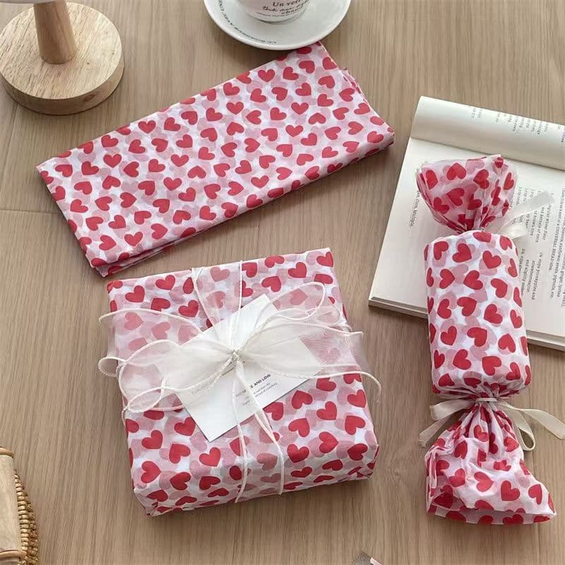Red Heart Snow Pear Paper Ins Style Clothing Gift Floral Wrapping Paper Scrapbook Gift Copy Paper