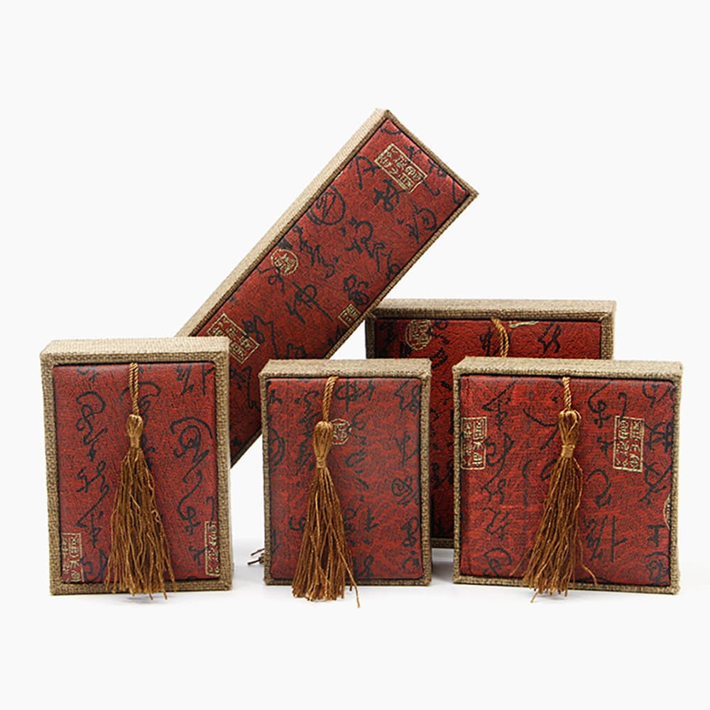 Wenwan Linen Tassel Jewelry Box, Ring Box, Buddha Bead Box, Bracelet Packaging Box, Bead String Box