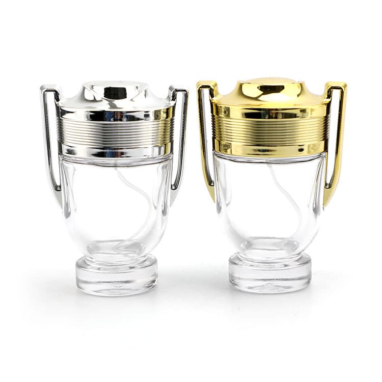 Creative Champion Cup Trophy Shaped Glass Perfume Refillable Bottle 50ml Empty Bottle with Screw Mouth Spray Portable Travel Bottle