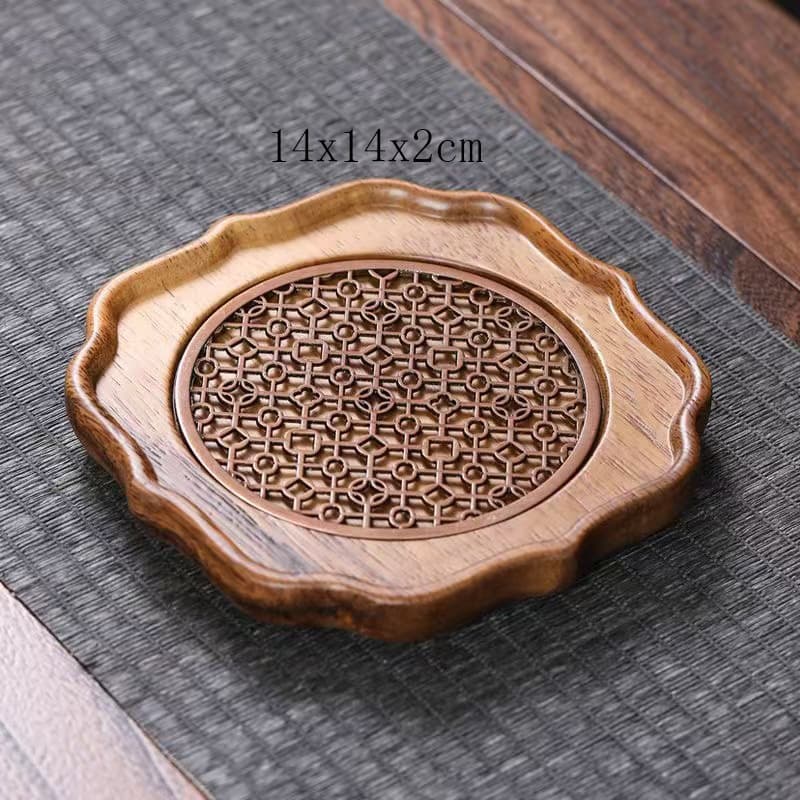 Walnut Wood Solid Tray Tea Tray Irregular Wooden Plate Wooden Snack Plate Coffee Cup Base Tray Breakfast Tray