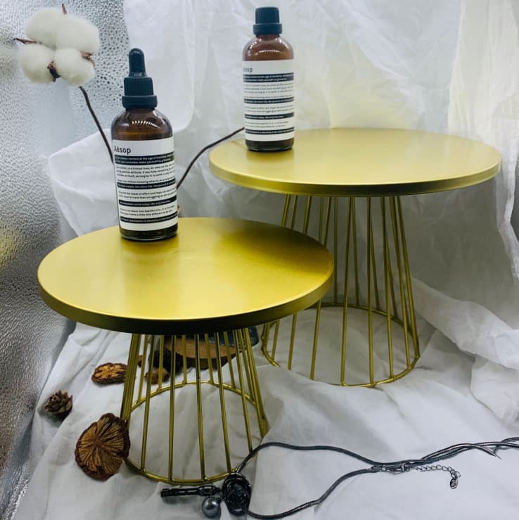 Metal Cake Stand Set Round Cake Stand Dessert Display Plate for Birthday Wedding Celebration (2 pcs)