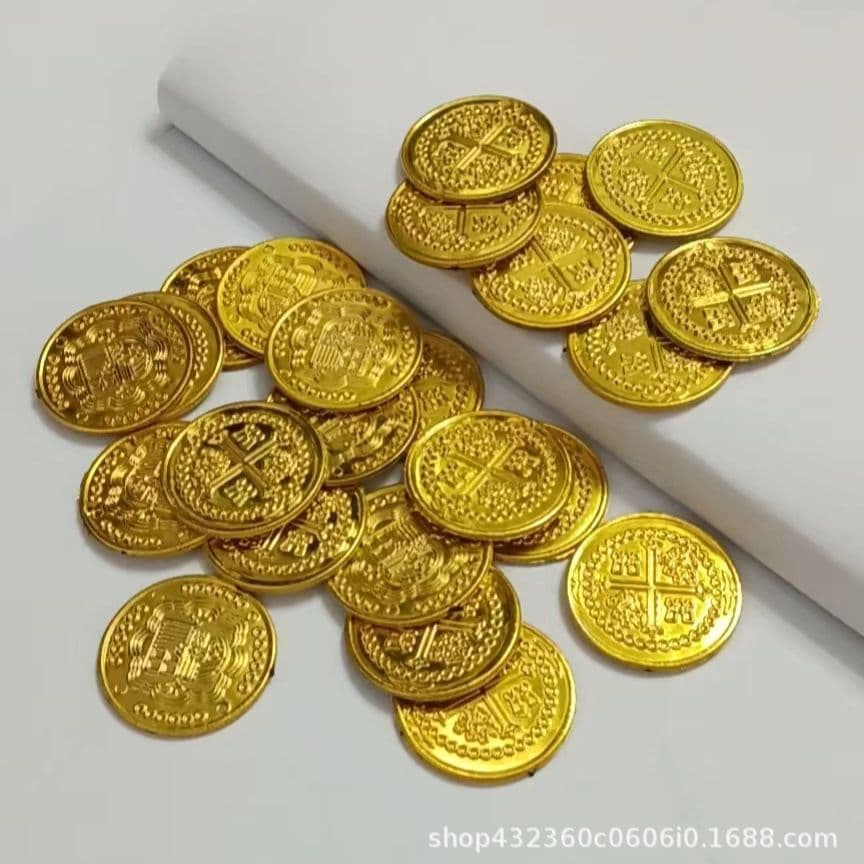 Cross Plastic Coins Pirate Costume Prop Game Chips Coins Treasure Hunt Game Pirate Gold Coin Toy
