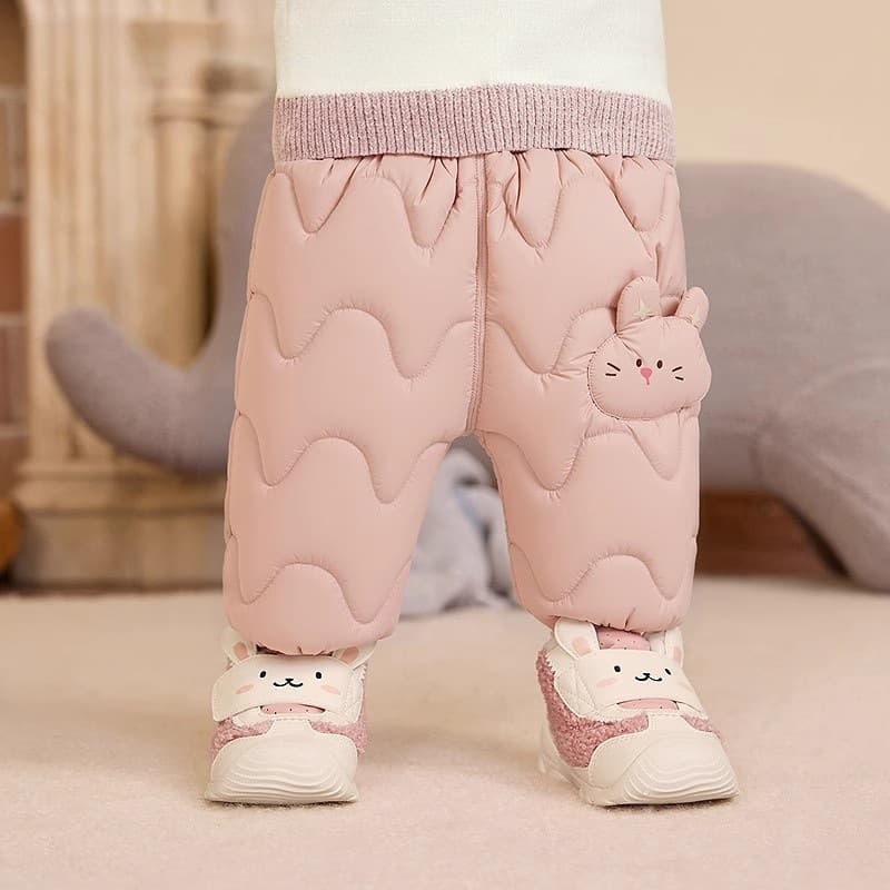 Little Squirrel Baby Down Pants Boys and Girls High-Waist Warm Pants Thick 2025 Winter Long Pants 3-in-1
