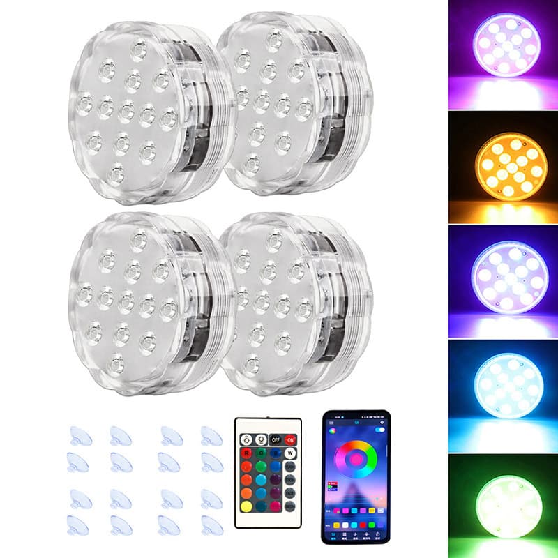 LED Submersible Light with Mobile APP Remote Control, Waterproof Pool Light, RGB Multicolor Underwater Light for Aquarium Fish Tank