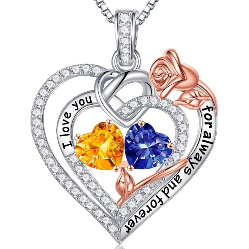 Iefil Rose Heart Necklace Gifts for Wife Women - 925 Sterling