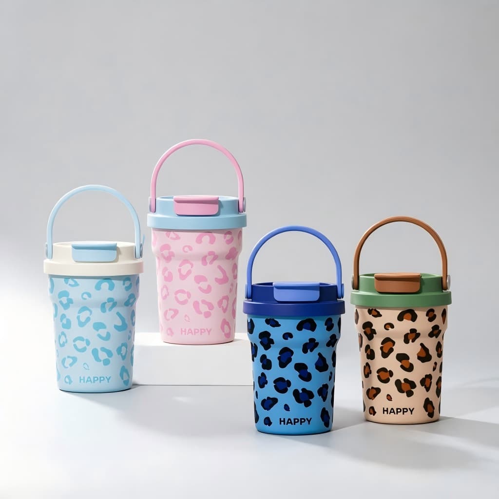 New Stylish Mini Stainless Steel Insulated Coffee Cup Outdoor Portable Handle Travel Mug Leak-Proof Water Cup
