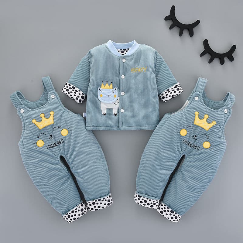 Baby Chinese New Year Outfit Thickened Cotton Coat and Pants Set for Boys 0-2 Years Old Tang Suit Two-Piece Set