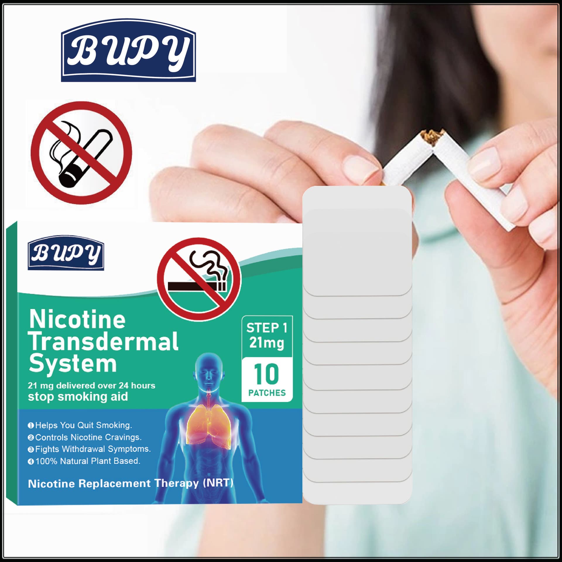 BUPY nicotine cessation patches for export, relieving cravings and aiding in quitting smoking, wholesale and replacement.