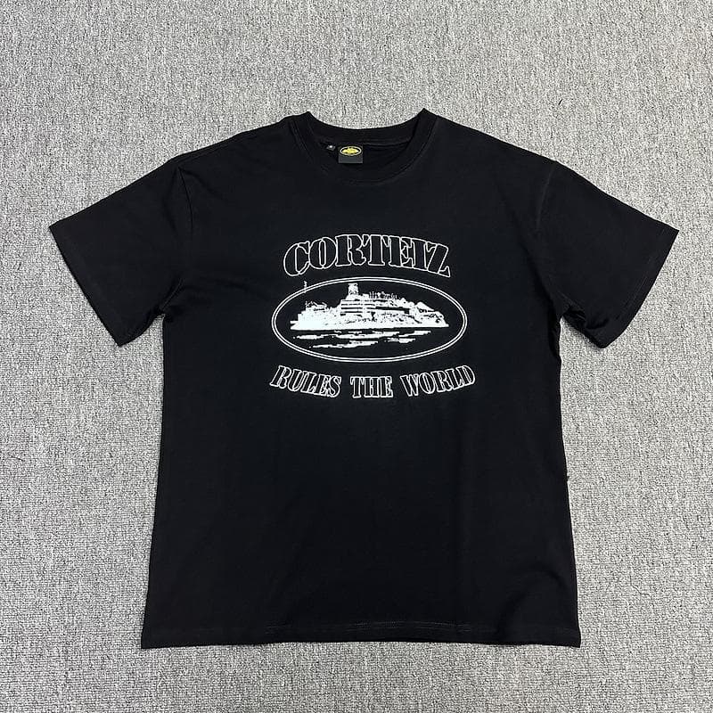 Corteiz Alcatraz Series Letter Logo Print Crew Neck Short Sleeve T-Shirt for Cross-Border