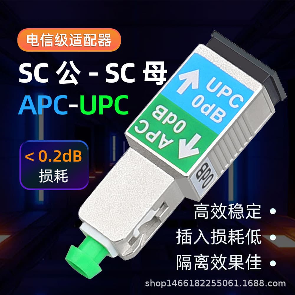 Fiber Optic Adapter SC/APC Male to SC/UPC Female Fiber Converter Adapter APC-UPC