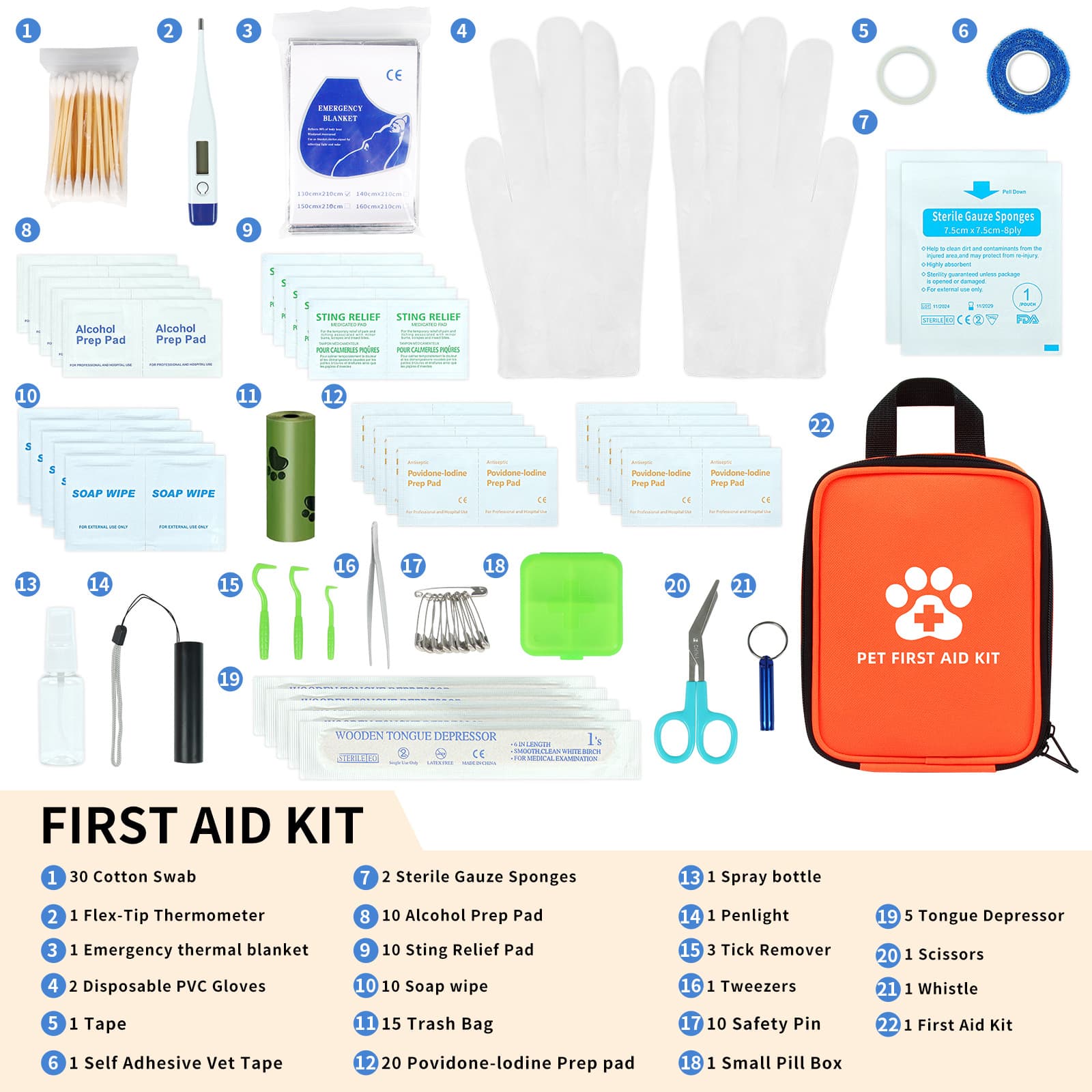 Cross-border Pet Dog First Aid Kit Set Outdoor Veterinary Cat Safety Bag with Accessories Cat Dog Pet Emergency Kit