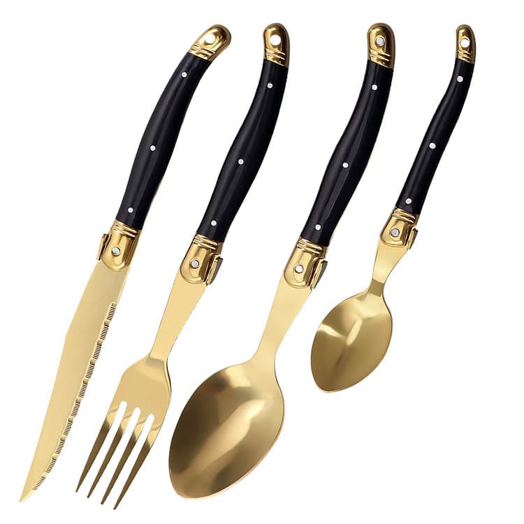 Jin Haiyue Black Handle Gold Plated Plate Steak Knife Fork Spoon Dinner Knife Western Restaurant Steak Knife