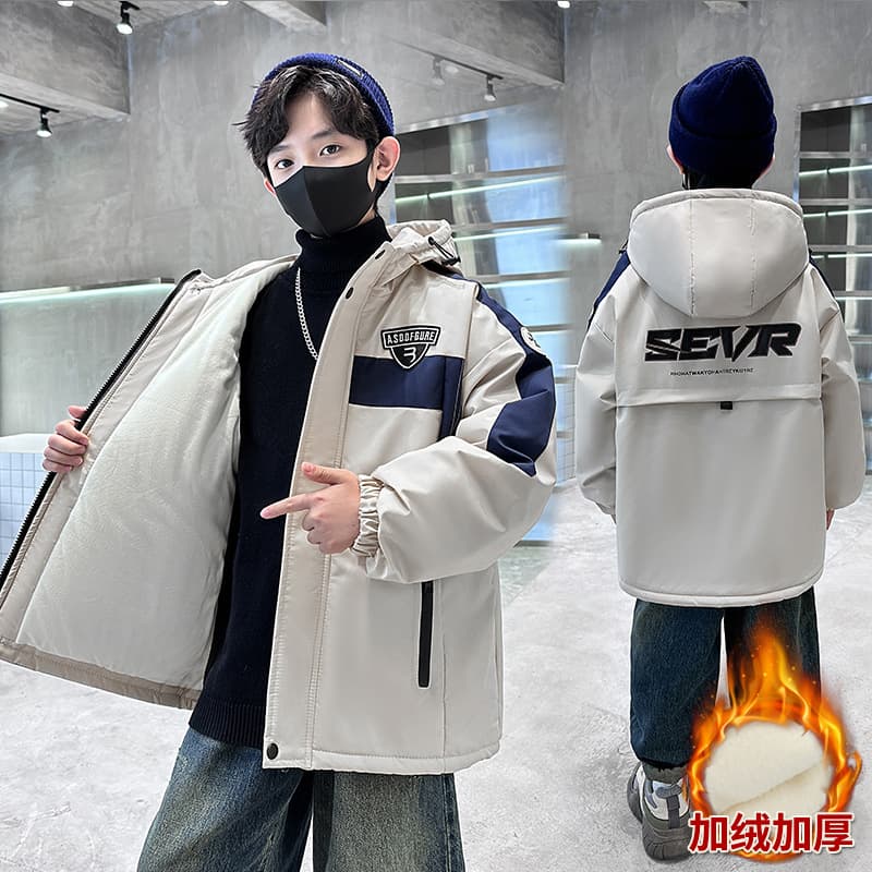 Boys' Winter Parka Padded Jacket 2025 New Kids Fleece-Lined Coat Autumn Winter Big Boys Thickened Padded Jacket Winter Wear
