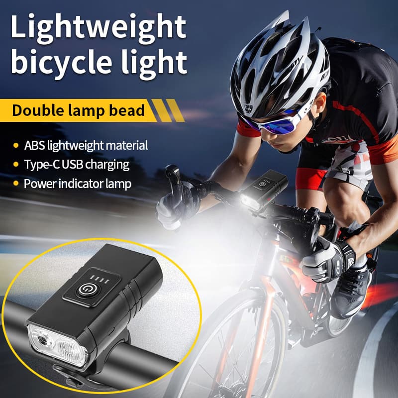 New cross-border XPE dual-lamp outdoor cycling sports light with floodlight and spotlight capabilities, portable USB rechargeable bicycle light.