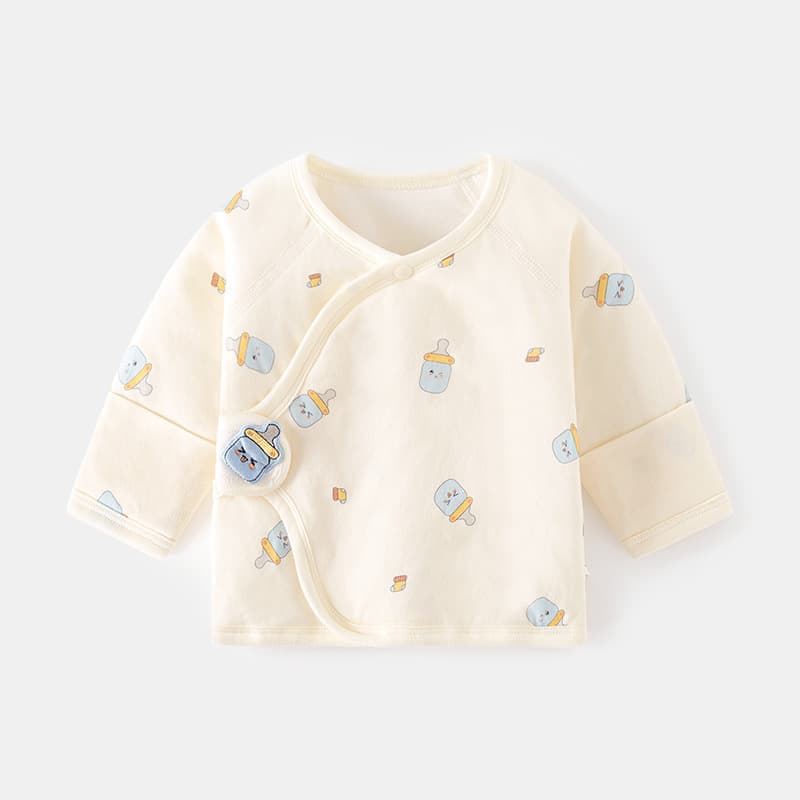 Newborn Half-Back Shirt Warm Cotton-Padded Underwear Seamless Pure Cotton Autumn/Winter Thin Cotton Kimono-Style Baby Top