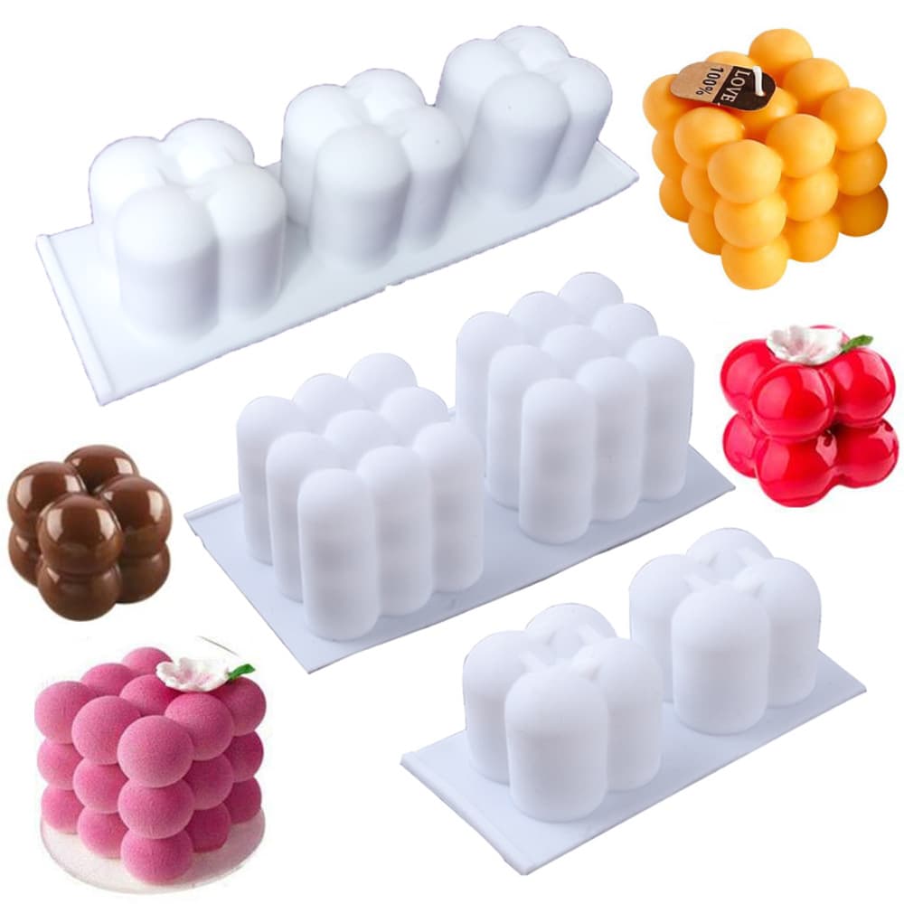 Custom Luxury 3D Silicone Wax Mold for Candle Making, Birthday Pillar Resin Cake Tool, Heart-Themed Candle