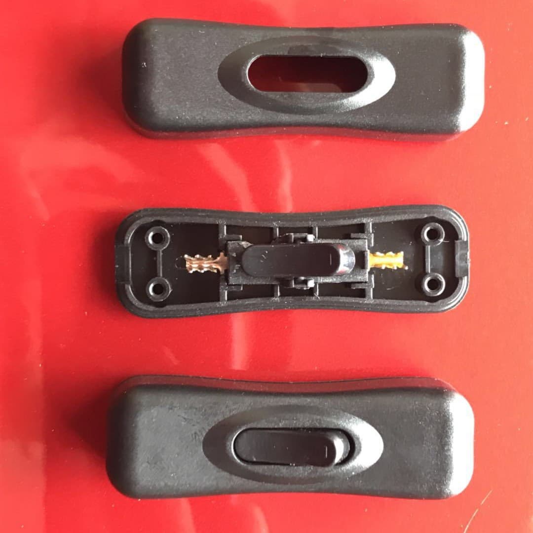 304 inline switch in black, white, or transparent square design with button for desk or bedside lamp rocker switch.