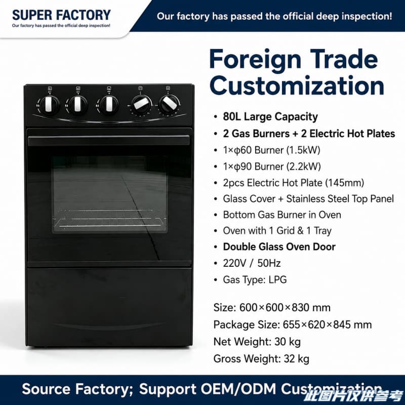 Cross-border Gas Stove Oven Combo 50cm Wide Upright 2 Gas 2 Electric Multi-function Home Gas Oven Manufacturer Export