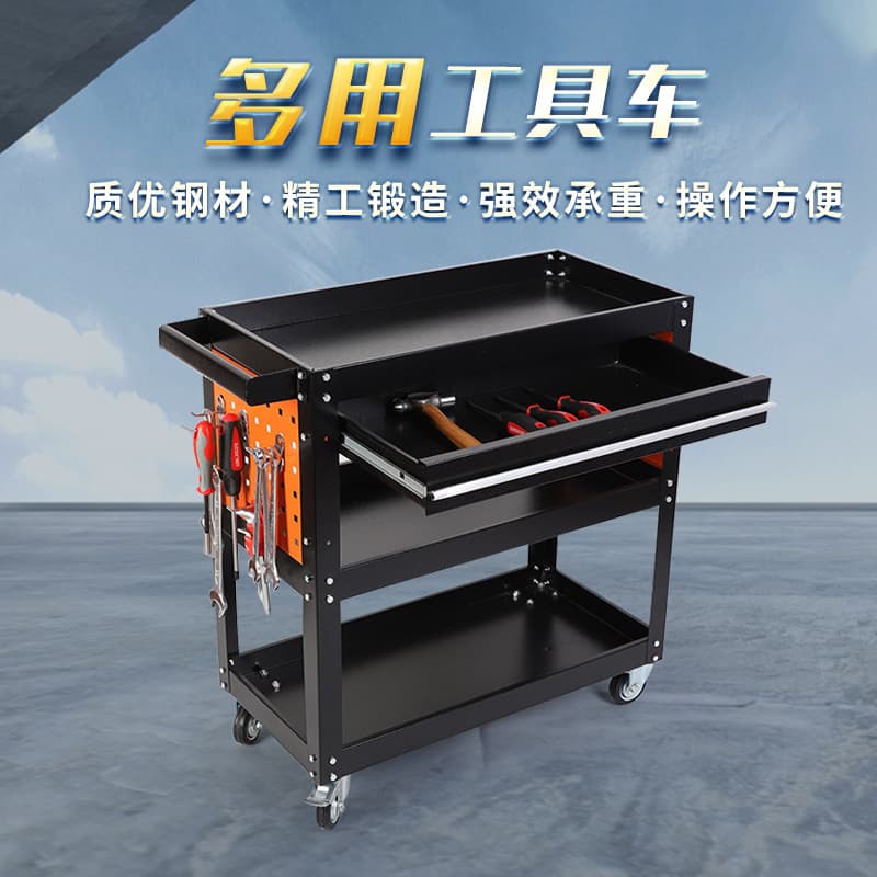 Thickened Three-Layer Hardware Tool Storage Cabinet Beauty Small Push Cart Car Repair Mobile Hand Push Cart Parts Tool Car