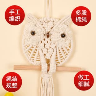 Custom Owl Cotton Rope Hanging Decoration, Wall Hanging, Bohemian Handwoven Cotton Tassel Wall Art