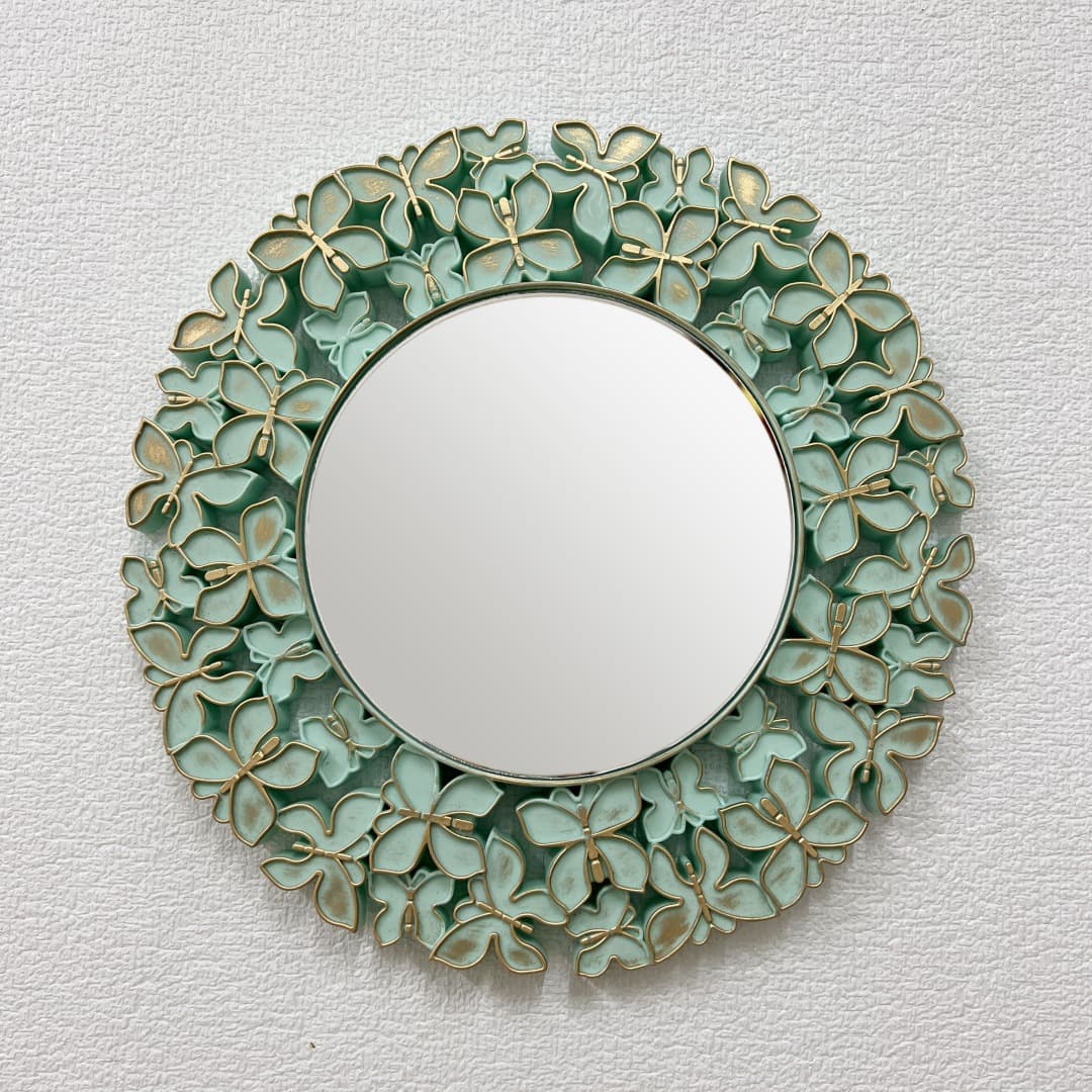 Flower and butterfly shaped European and American style light luxury background wall decoration mirror, dining room wall mirror, living room mirror