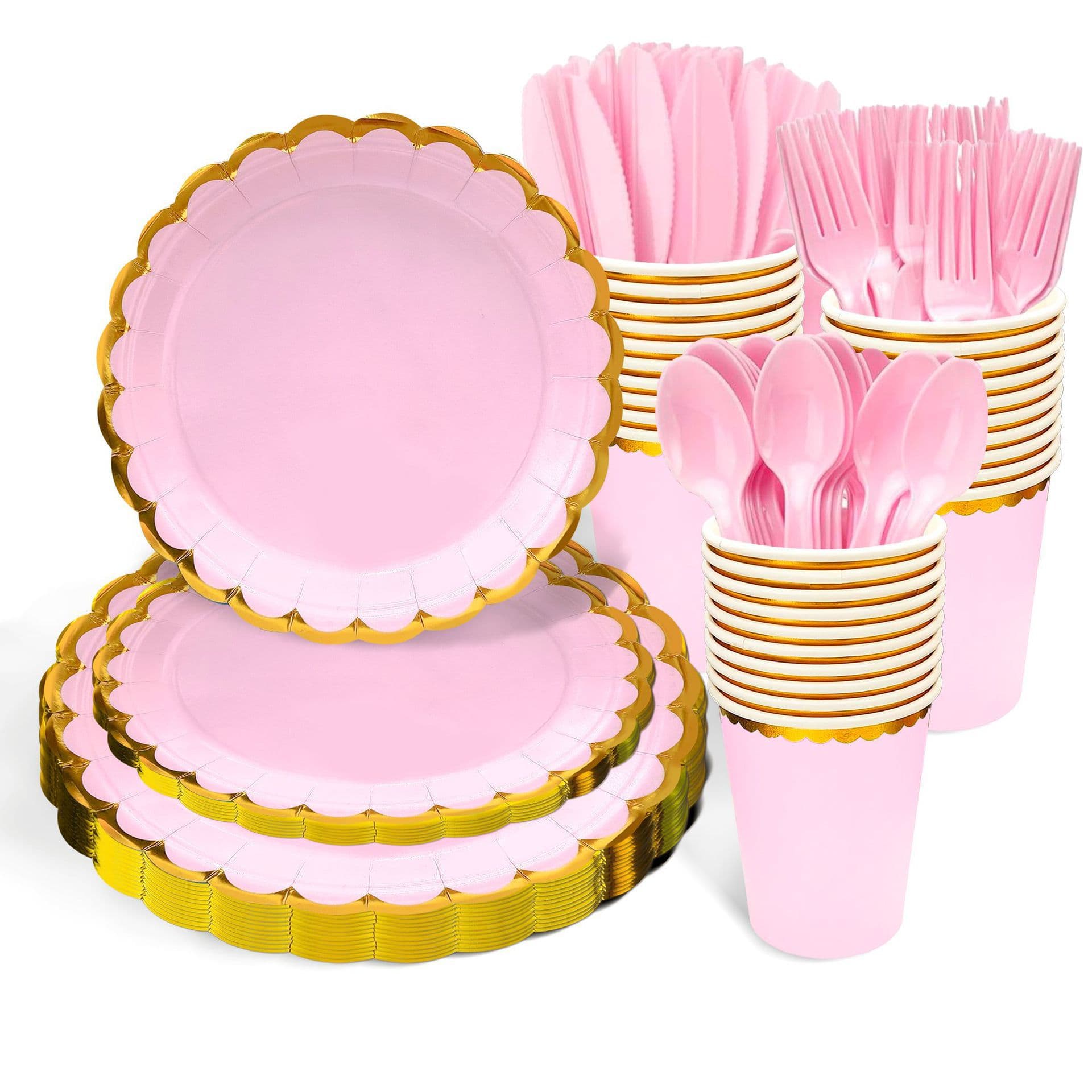 Cross-border solid color gold foil birthday party tableware lace pattern disposable paper plates, source factory for dining tables