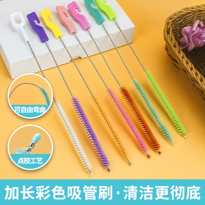 Thickened and lengthened stainless steel straw brush, test tube brush, spout cleaning brush, crevice brush, multi-functional cup cleaning tool