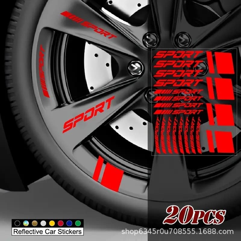 New Cross-Border Reflective Car Sticker, Wheel Rim Reflective Decals, Set, 4-Piece Strip Pack