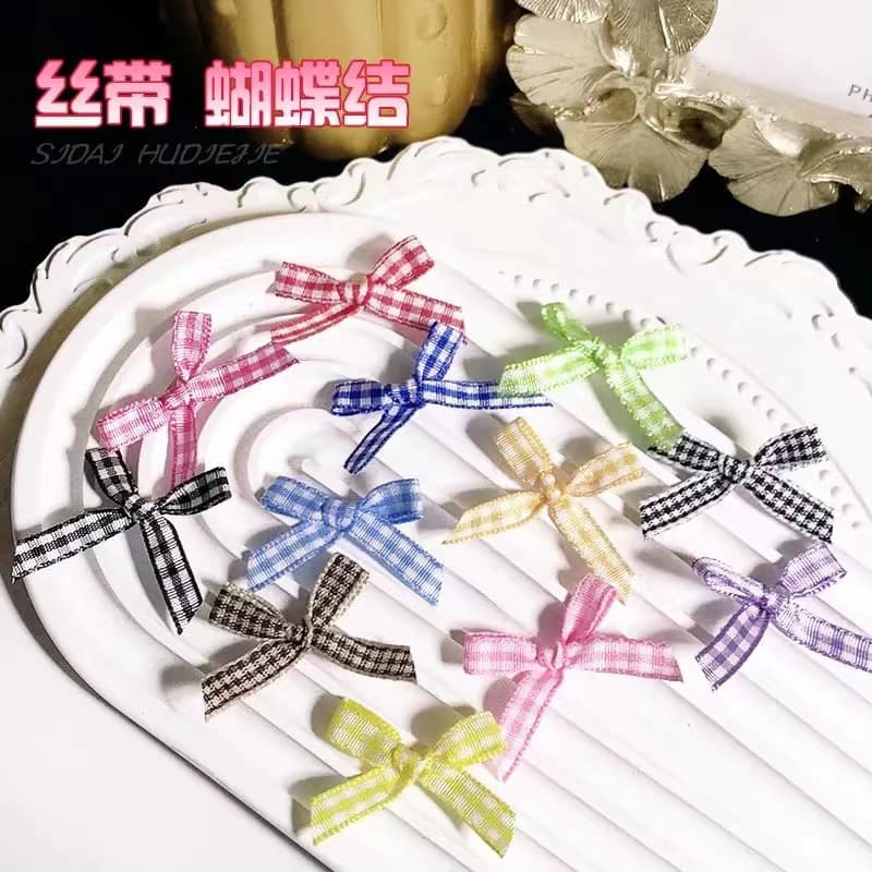 Wholesale 4.5CM grid ribbon with bow, clothing accessories, lingerie jewelry, toy decoration, small butterfly ribbon