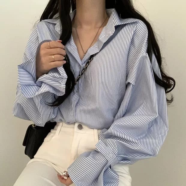 Korean Chic French-style Autumn Designer Loose Shirt for Women, Simple Long-Sleeve Layering Top, Fashion Blouse