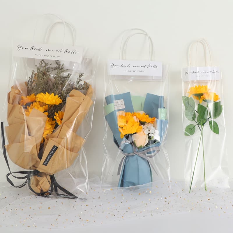 Transparent flower bag hand bag flower bag holiday floral gift small bouquet gift bag ins internet celebrity hand bag