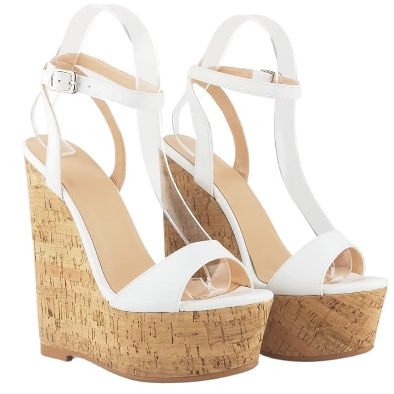 Cross-border European and American fashion sandals with fish-mouth toe, wood-grain buckle, wedge heel women's shoes, export high heels for AliExpress wedges