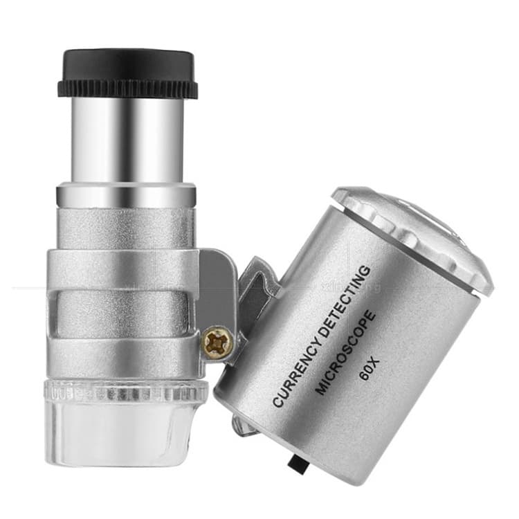60x Jewelry LED Light UV Banknote Detection Portable Pocket Microscope Antique Jade Tea Leaf Magnifying Glass