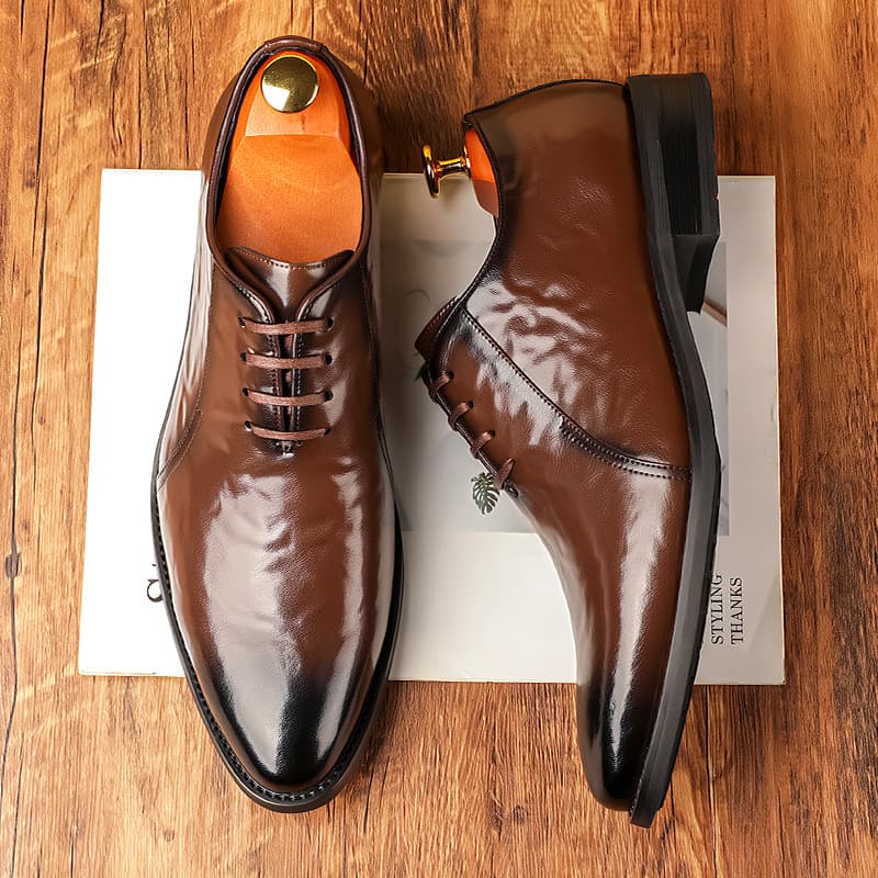 2025 New Men's Leather Shoes Lace-up Business Casual Leather Shoes Pointed Toe High-end British Formal Leather Shoes for Men