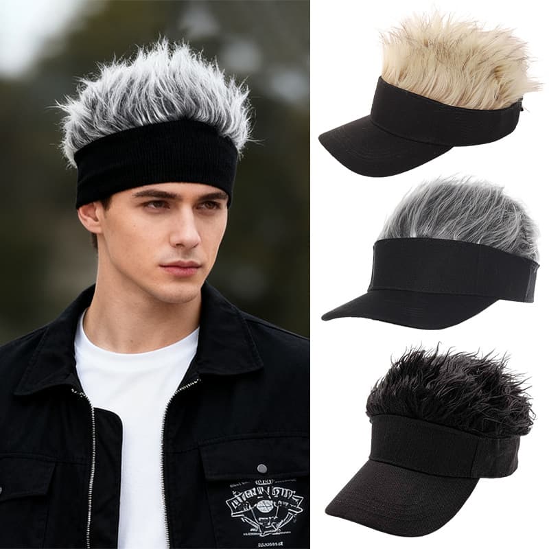 Amazon cross-border supply creative wig baseball empty top hat hip-hop sun visor funny duck tongue sun hat wholesale