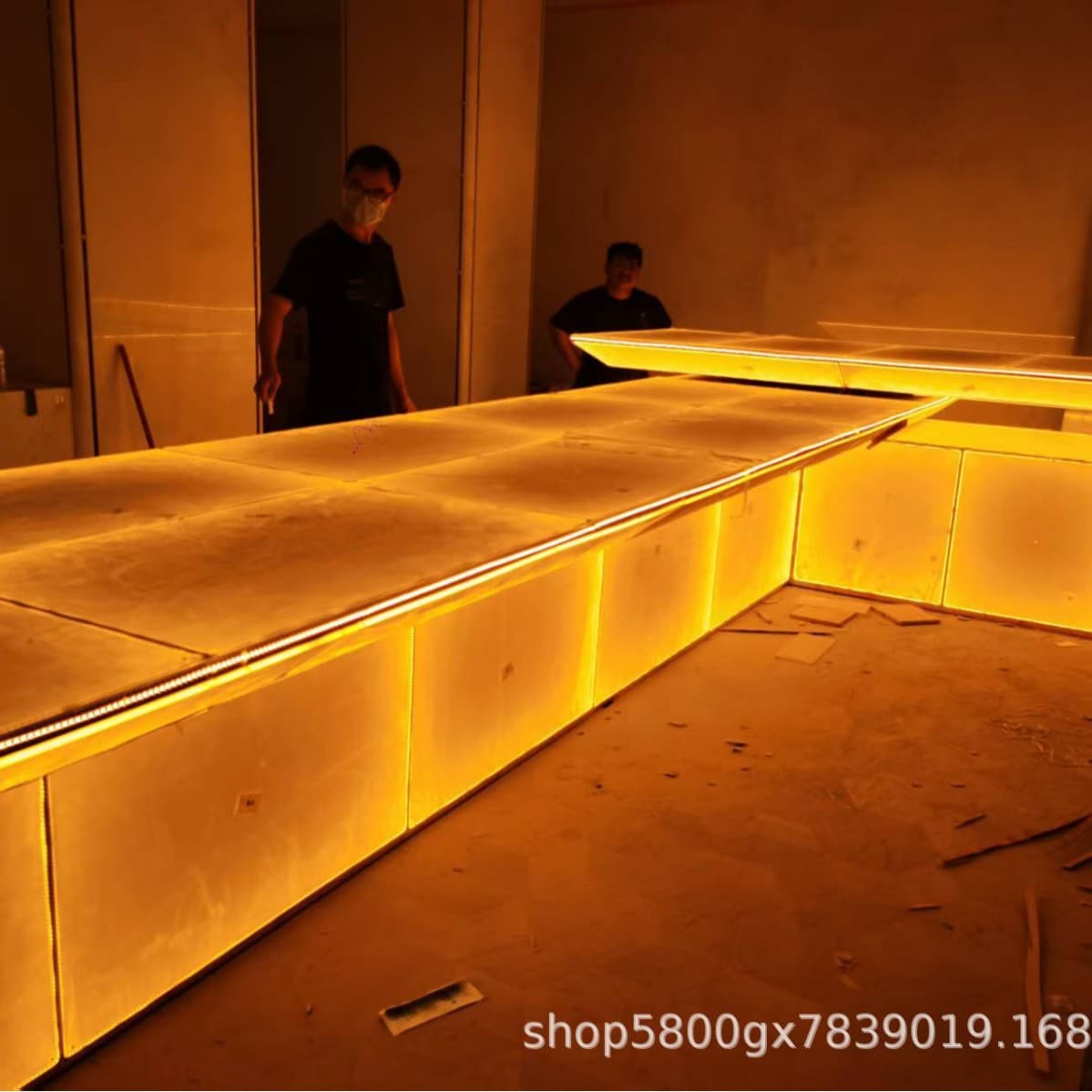 Villa large-scale luminous luxury stone wine table luminous back panel project installation, light guide plate, luminous back panel
