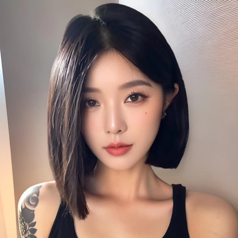 Daily wig for women, one-size-fits-all center-parted bob, short straight hair wig, natural age-reducing chemical fiber full headgear manufacturer
