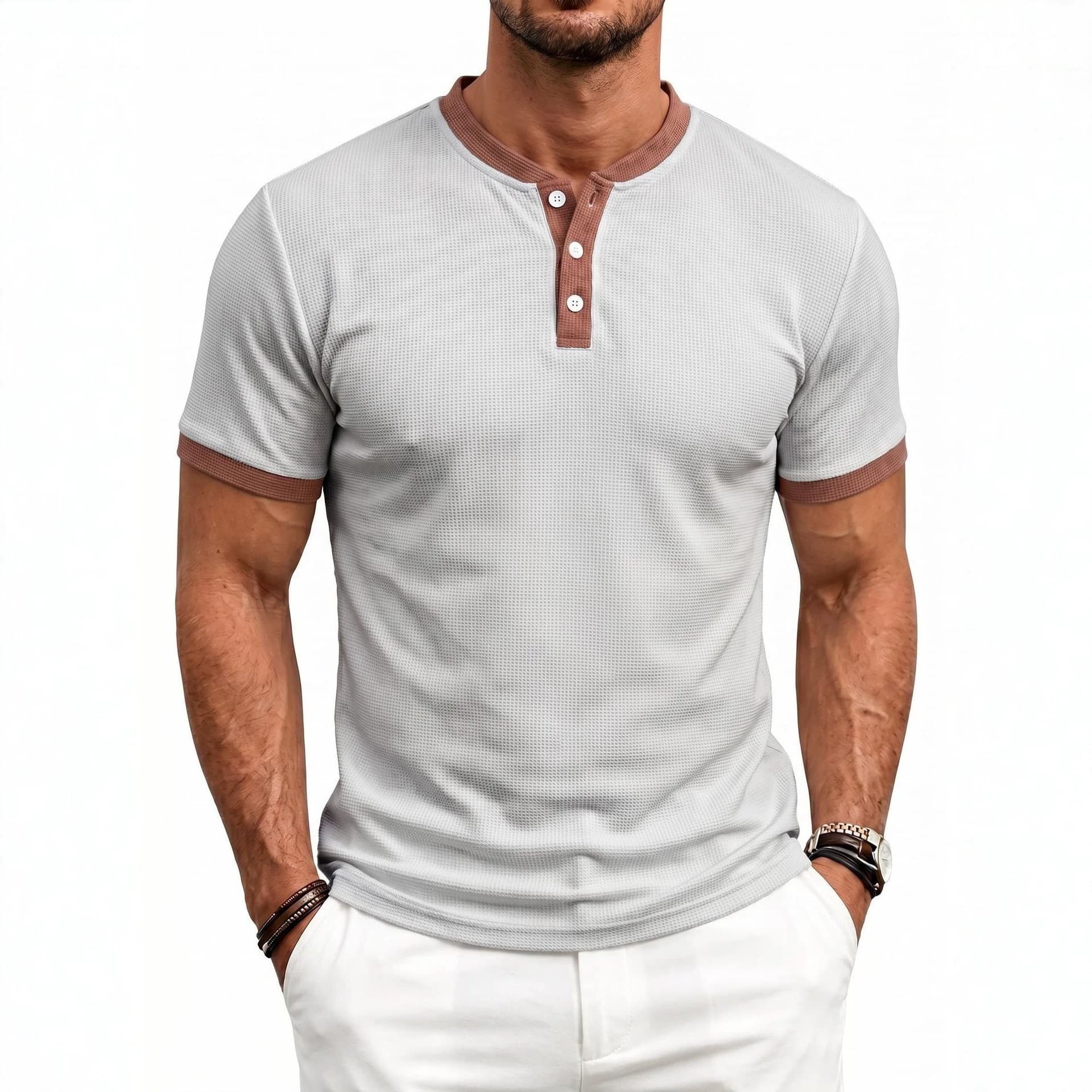 European and American Cross-Border High-End Waffle Polo Shirt Men's T-Shirt Shirt Collar Summer New Color Heavyweight Short Sleeve