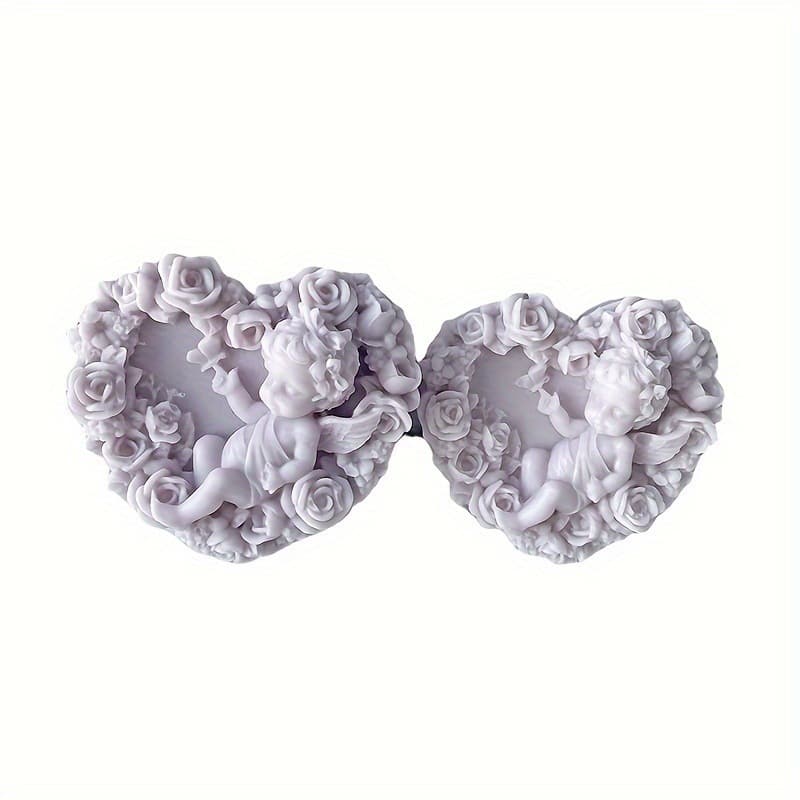 Heart Angel Scented Candle Silicone Mold Heart-Shaped Angel Soap Mold DIY Baking Cake Mold