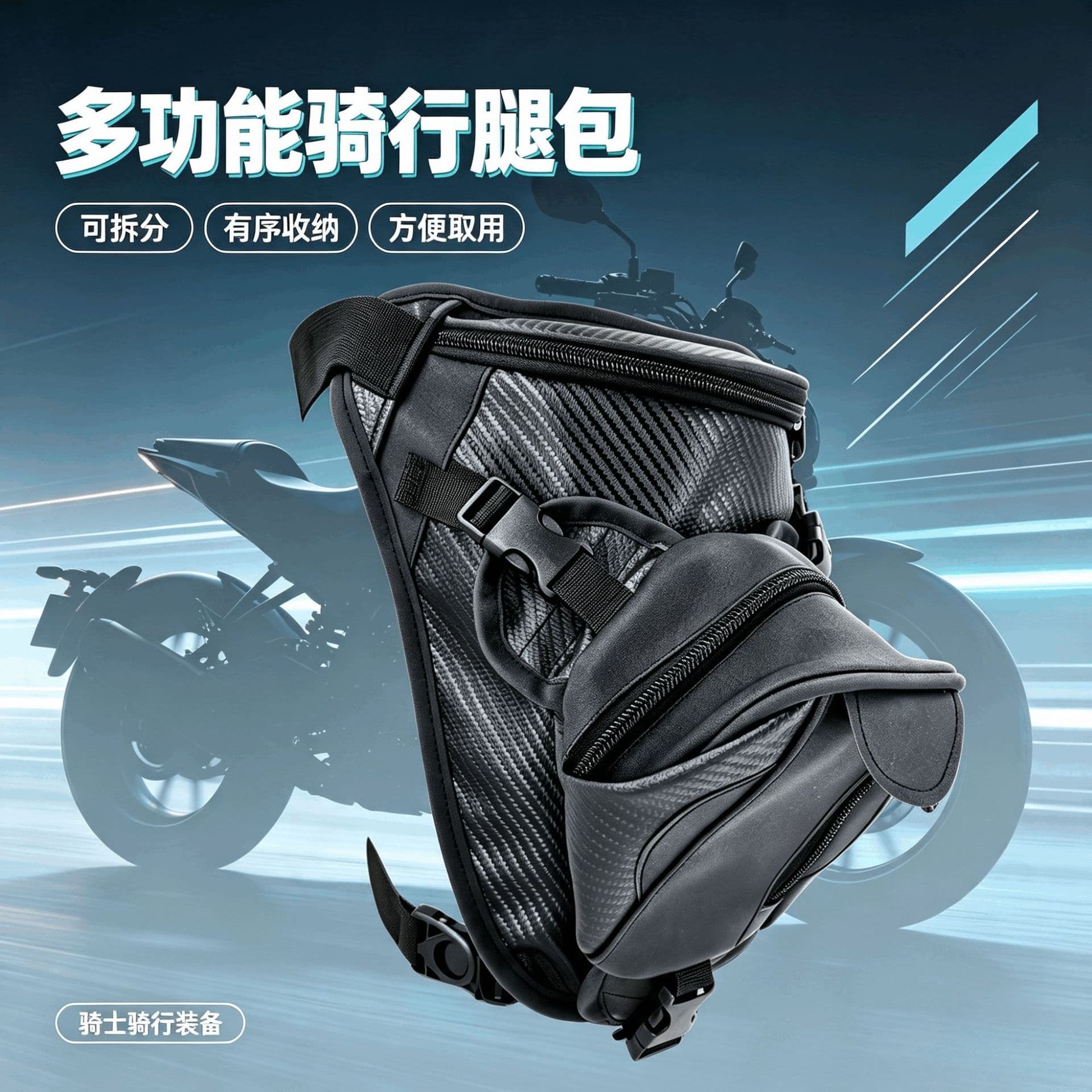Motorcycle Thigh Bag Waist Pack Racing Riding Crossbody Shoulder Bag for Electric Scooter and Moped