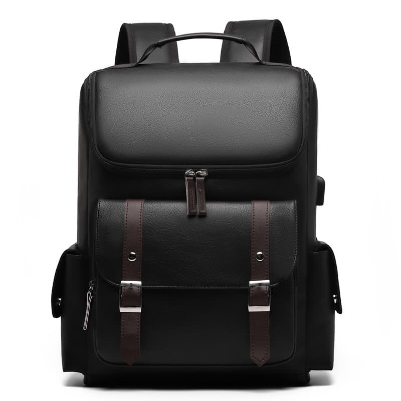 Cross-border Amazon British Retro Soft PU Leather Backpack Casual Large Capacity Travel Belt Buckle Backpack