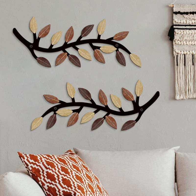 Cross-border wooden simple living room retro leaf wall decoration art hanging olive branch leaf wall decoration wooden wall hanging