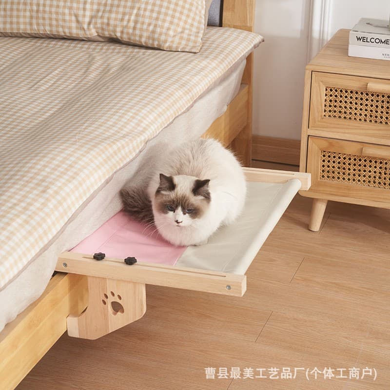 Wooden Cat Hammock Hanging Frame Solid Wood Suspended Cat Bed Cat Tree Balcony Sunbathing Hanging Bed Frame