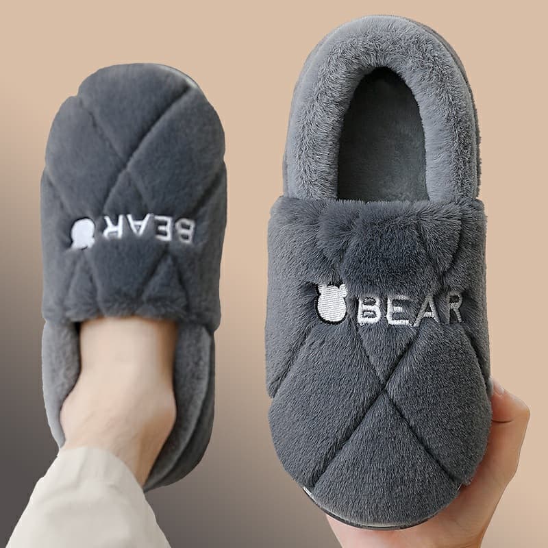 Men's cotton slippers with heels, available for autumn and winter, indoor use, fleece-lined, warm, non-slip, cotton slippers, wholesale.