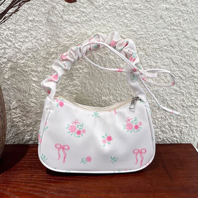 2026 New Style Fresh and Sweet Handbag Trendy Korean Fashion Minimalist Shoulder Bag Small Floral Underarm Bag for Women